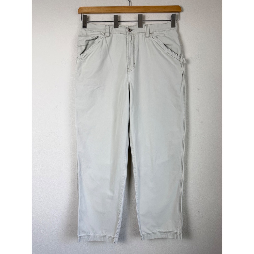 VTG Old Navy Mens Cotton Canvas Painter Jeans 38x34 Gray Carpenter Baggy Y2K